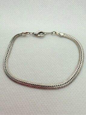Silver Double Snake Chain Bracelet - Silver tone